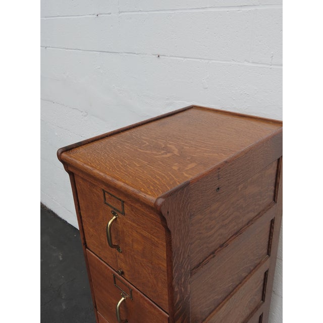 Brown Early 1900s Tiger Oak File Cabinet Cupboard 6411 For Sale - Image 8 of 18