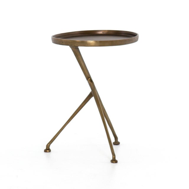 Four Hands Schmidt Accent Table - Raw Antique Brass For Sale - Image 9 of 12