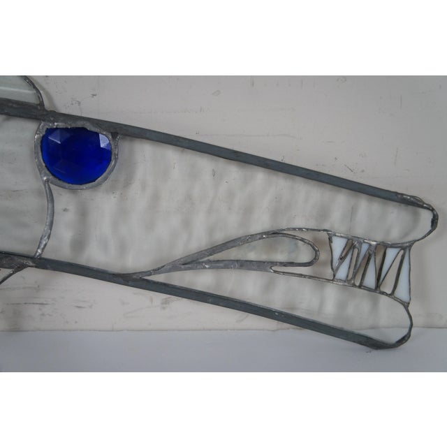 Transparent Vintage Stained Glass Sun Catcher Barracuda Fish Studio Art For Sale - Image 8 of 13