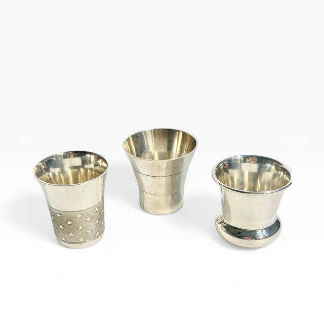Art Deco Art Deco French Silver Plate Small Cups Matchstick Holders - Set of 3 For Sale - Image 3 of 13