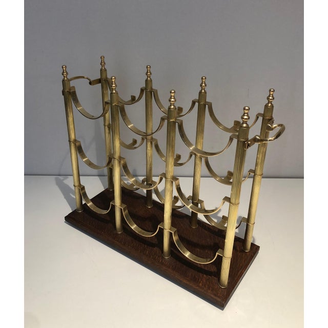 1940s Neoclassical brass bottle rack in the style of Maison Jansen For Sale - Image 6 of 12