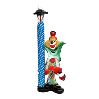 Murano Italy Art Glass Large Clown With Street Lantern Lamp Post Figurine 5208b For Sale