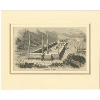 Antique Engraving of the Great Mosque of Mecca with Kaaba, 1850s, Print For Sale