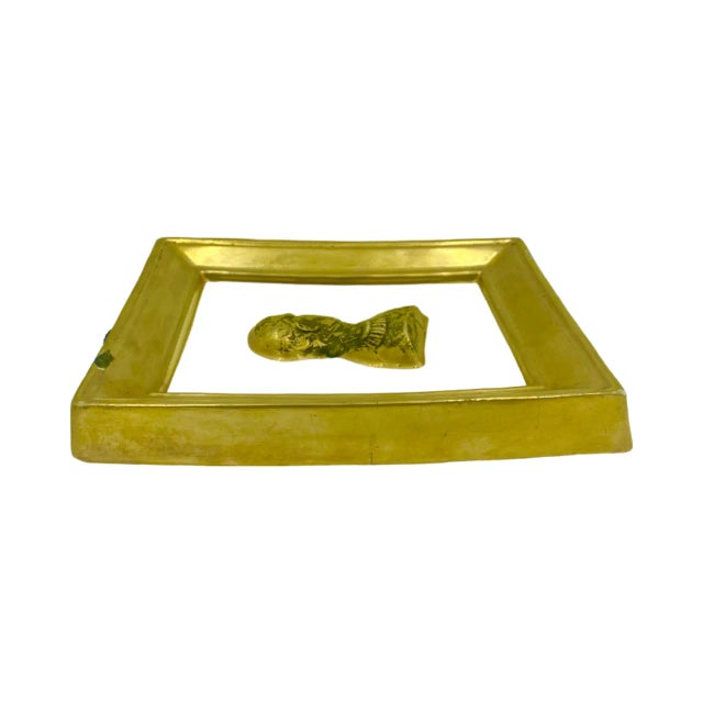 Gold Antique 19th C. Napoleon Bonaparte Grand Tour Gold Porcelain Silhouette Wall Art For Sale - Image 8 of 13