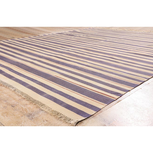 Beige Vintage Afghani Dhurrie Rug, 08'11 X 11'07 For Sale - Image 8 of 10