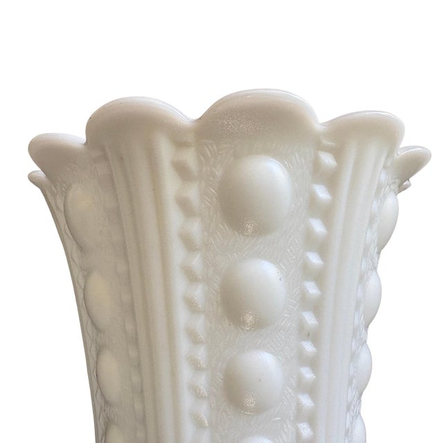 American McGee Zipper and Button Milk Glass Vase For Sale - Image 3 of 6
