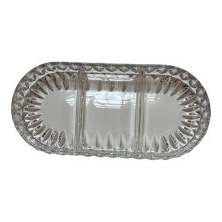 Vintage 1980's Gorham Althea Oblong (Cut) Lead Crystal 3-Part Relish Dish For Sale