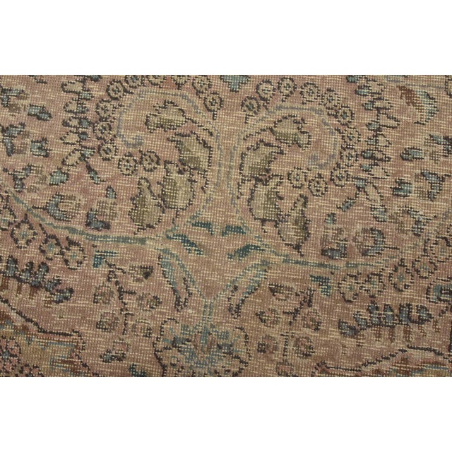 1980s Tabriz Rug 6’8” X 9’11” Pink Wool Vintage Distressed Hand-Knotted Carpet For Sale - Image 5 of 15