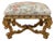 French Rococo Style Upholstered Bench – Gilded Carved Frame With Floral Tapestry Fabric For Sale