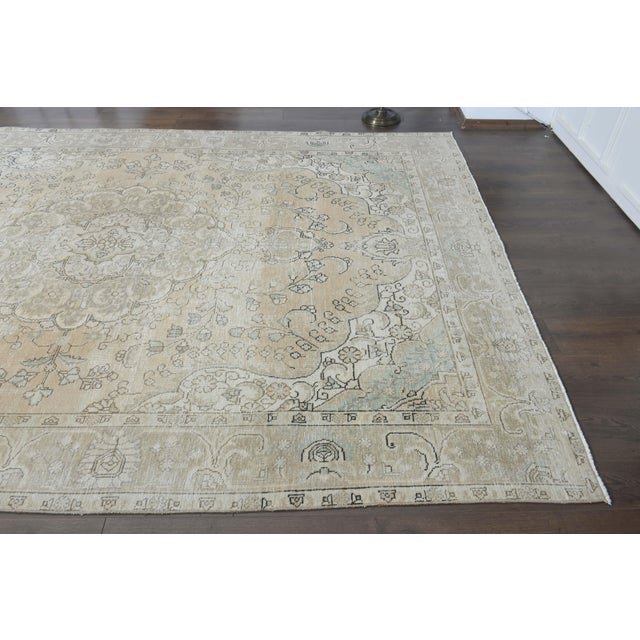 1970s Vintage Persian Handmade Wool Cotton Orange Area Rug For Sale - Image 9 of 11