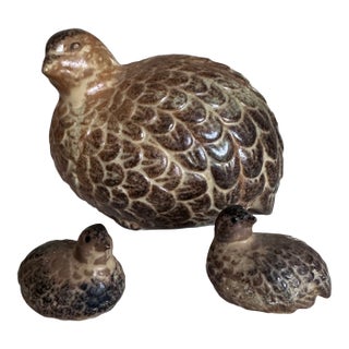 Vintage MCM Made in Japan Quail Family Figurine Set (3-Piece) For Sale