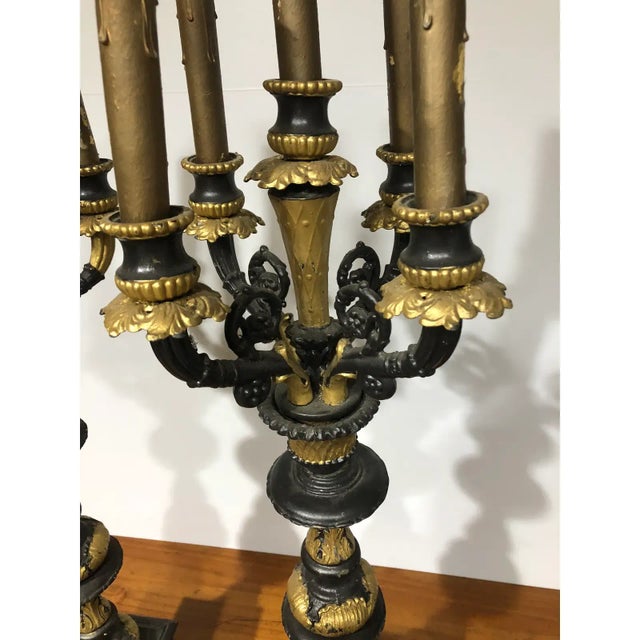 French Early 20th Century French Five Light Candelabra Table Lamps - a Pair For Sale - Image 3 of 5