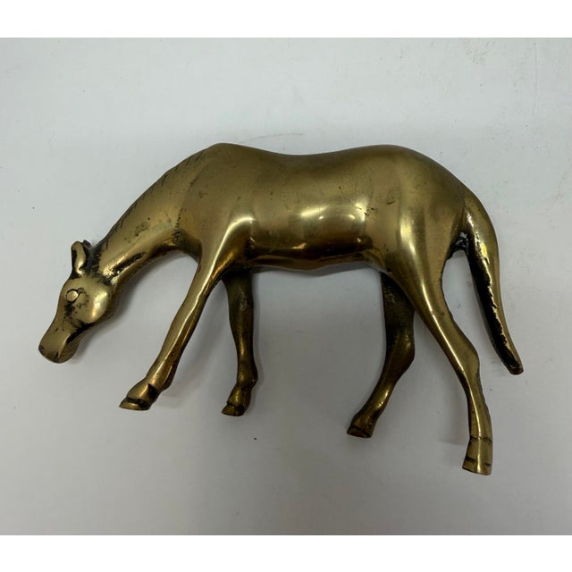 Vintage Solid Brass Mare & Foal Figurines (Pair) For Sale - Image 4 of 9