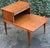 Stunning vintage Imperial Furniture step-end table featuring gorgeous wood grain, a rich warm finish, and a unique two-...