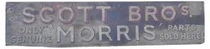 Large Painted Wooden Automobile Advertising Sign Scott Bros Morris, 1930s