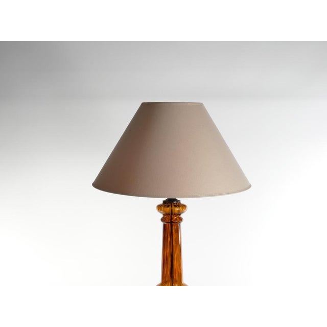 Brown Scandinavian Modern Amber Glass Table Lamp by Miranda, 1970s For Sale - Image 8 of 18