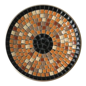 Circa 1960s Mosaic Ceramic Tile Dish Vide-Poche Catchall Black and Terracotta