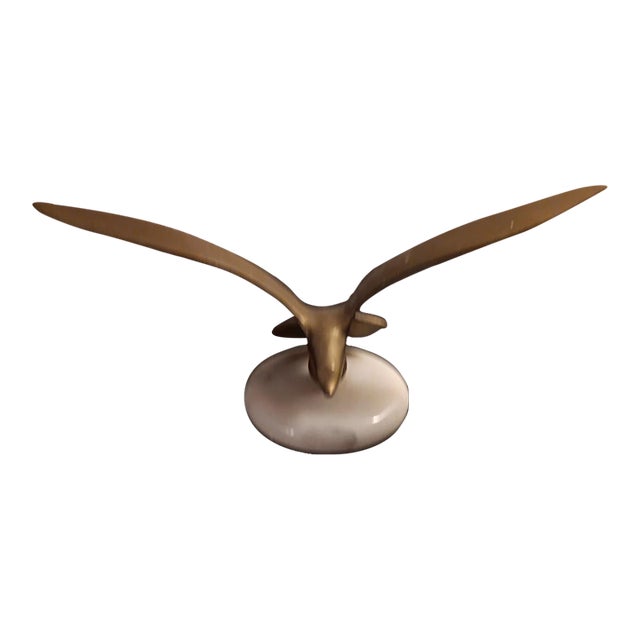 1980s Curtis Jere Style Soaring Seagull Sculpture on Marble For Sale