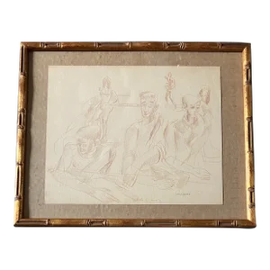 1940’s Original Modernist Abstract Expressionist Pencil Drawing
