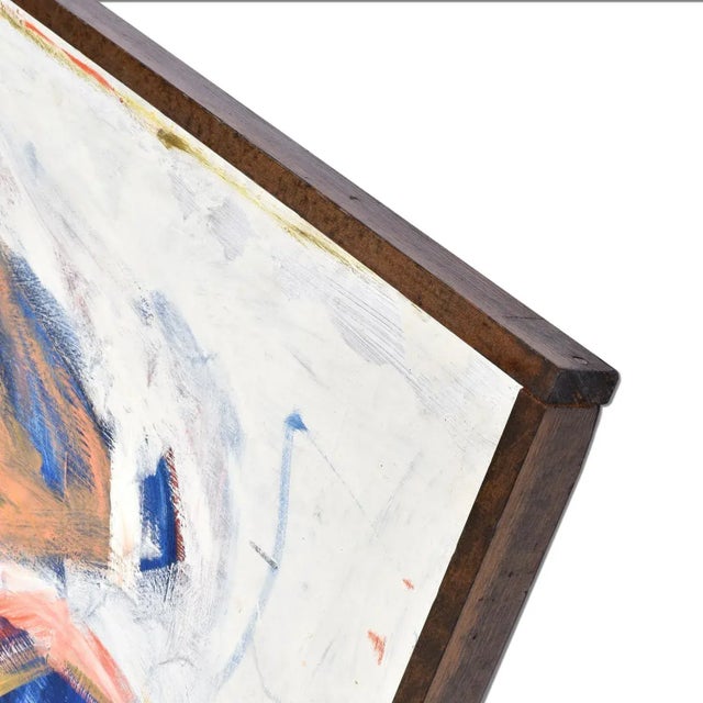 Salmon Coral Blue and White Abstract Expressionist Painting Signed Juan For Sale - Image 8 of 9