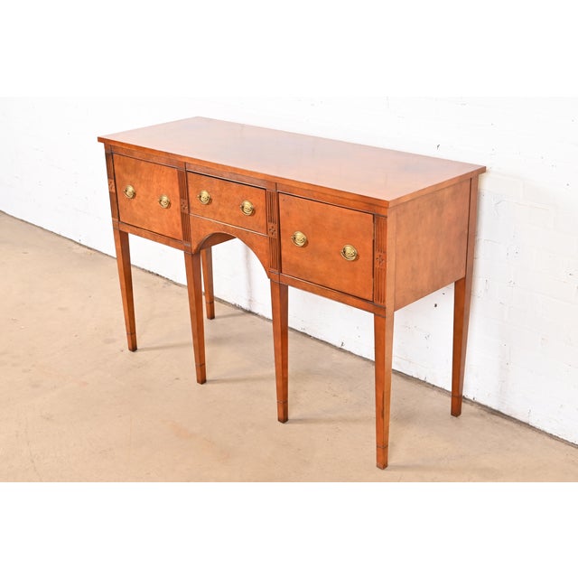 English Baker Furniture Federal Birdseye Maple Sideboard Credenza For Sale - Image 3 of 12