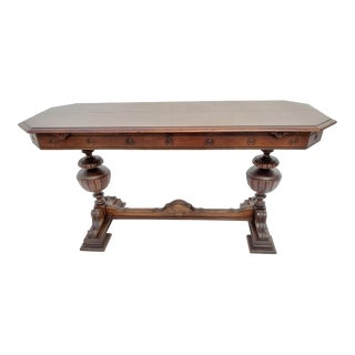 Vintage 1930s American Spanish Revival Console Table / Library or Sofa Table For Sale