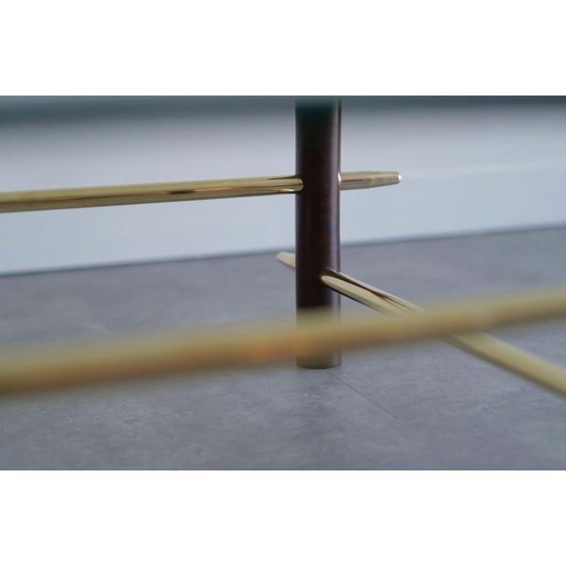 Wood Vintage Mahogany and Brass Coffee Table, C. 1950s For Sale - Image 7 of 10