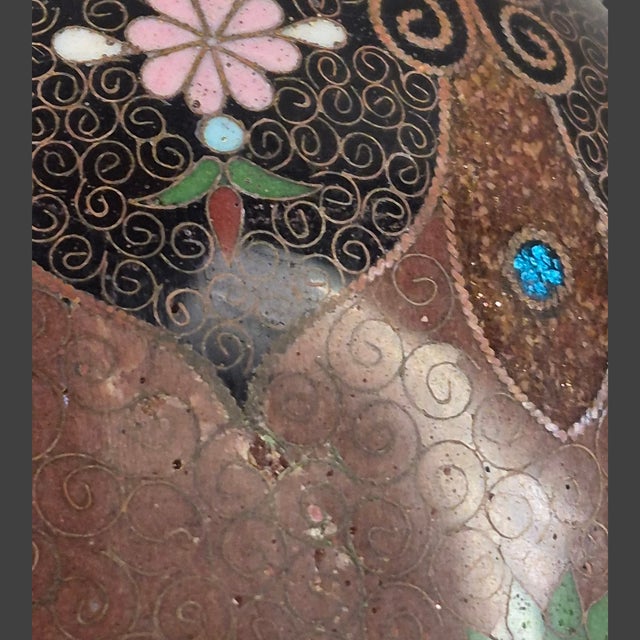 Vintage Japanese Meiji Cloisonné Enamel Floral Covered Jar For Sale - Image 12 of 13