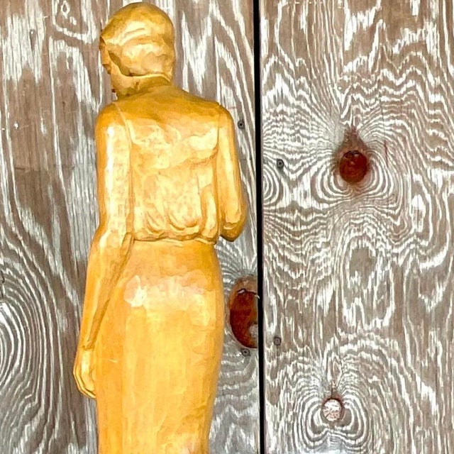 Late 20th Century Vintage Boho Carved Sculpture of Woman For Sale - Image 5 of 13