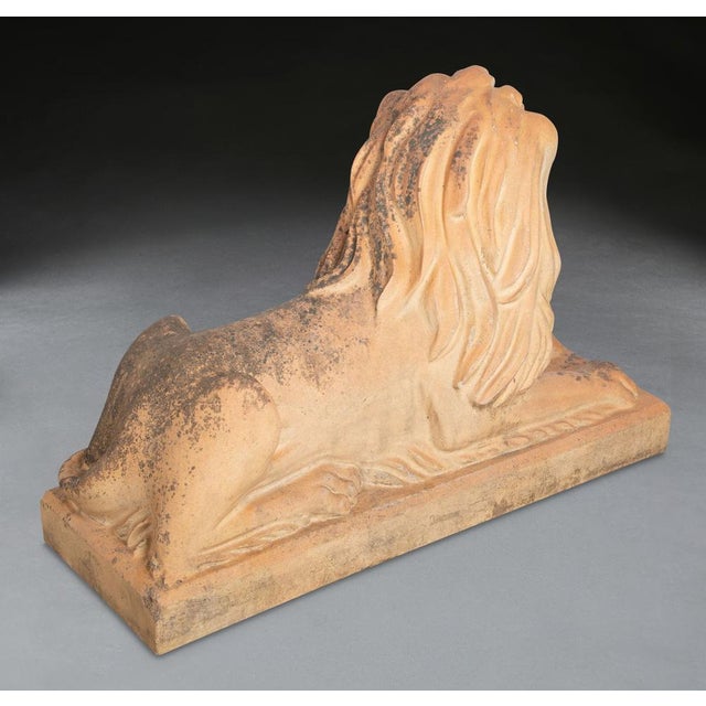 J M Craig, Large Lion Statues, 19th Century, Terracotta, Set of 2 For Sale - Image 4 of 13