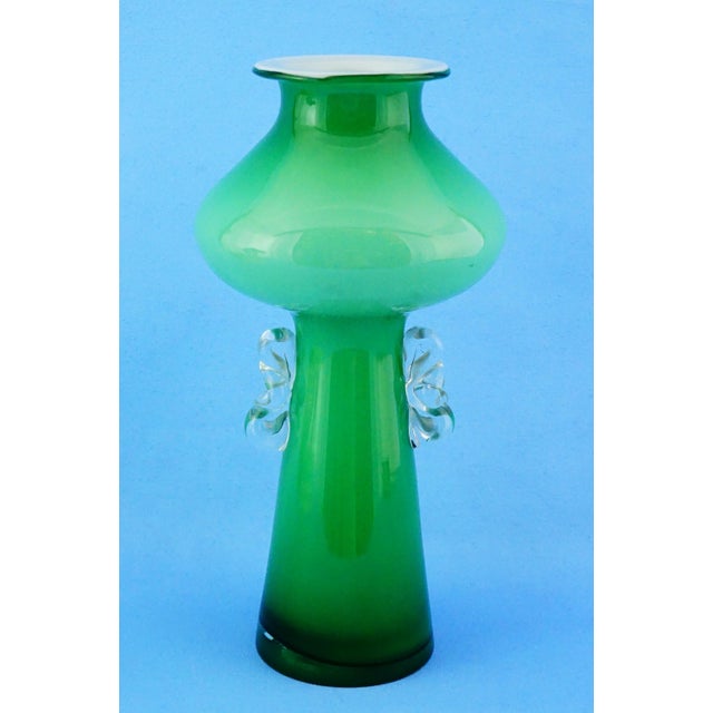 Vintage Green Glass Vase by Jerzy Sluczan-Orkusz for Tarnowiec Glassworks, 1980s For Sale - Image 6 of 18