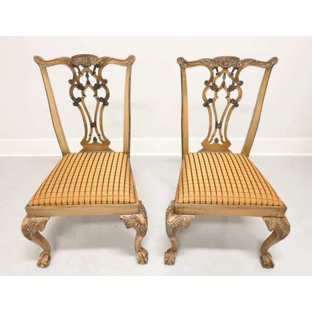 A pair of dining side chairs in the Chippendale style, unbranded, similar quality to Century or Hickory Chair. Solid...