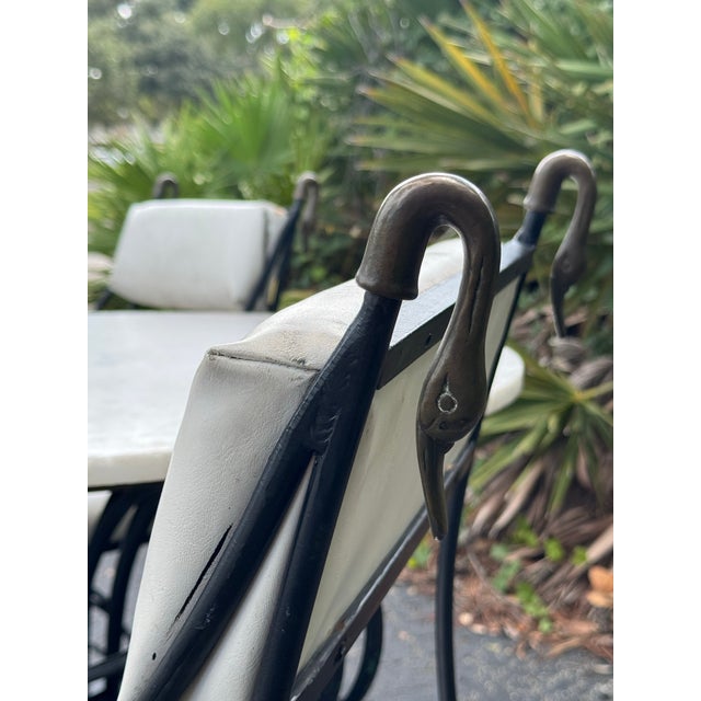 Stone Maison Jansen–Style Vintage Iron & Brass Bistro Set With Marble Top For Sale - Image 7 of 7