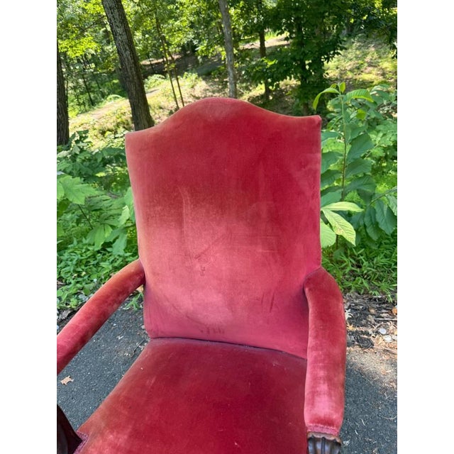Brown Mid 20th Century Louis XIV Style High Back Throne Style Open Armchair For Sale - Image 8 of 18