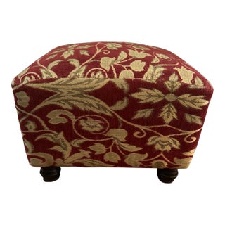 Late 20th Century Red and Beige Tapestry Foot Stool For Sale