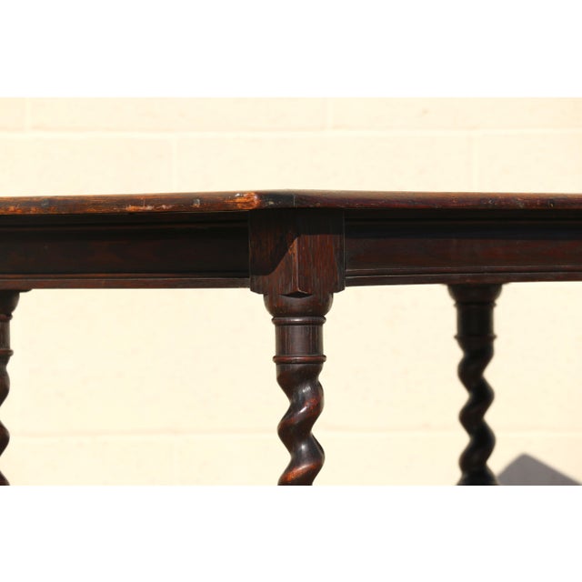 Antique English Solid Oak Barley Twist Side Table | Jacobean Revival Accent Table, Circa 1920s For Sale - Image 12 of 18