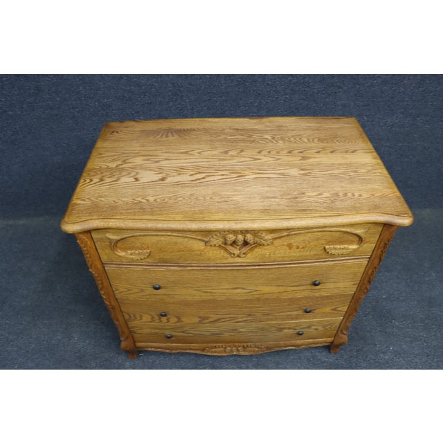 Oakwood Interiors Solid Oak Carved French Country 4-Drawer Dresser With Cedar-Lined Oak Drawers For Sale - Image 4 of 14