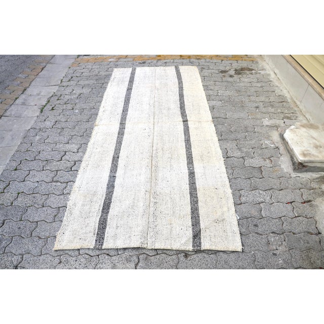 Vintage Handmade Turkish Stripe Kilim Rug For Sale - Image 11 of 11