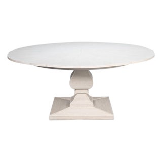 Round White Reeded Pedestal Dining Table With Expanding Top For Sale