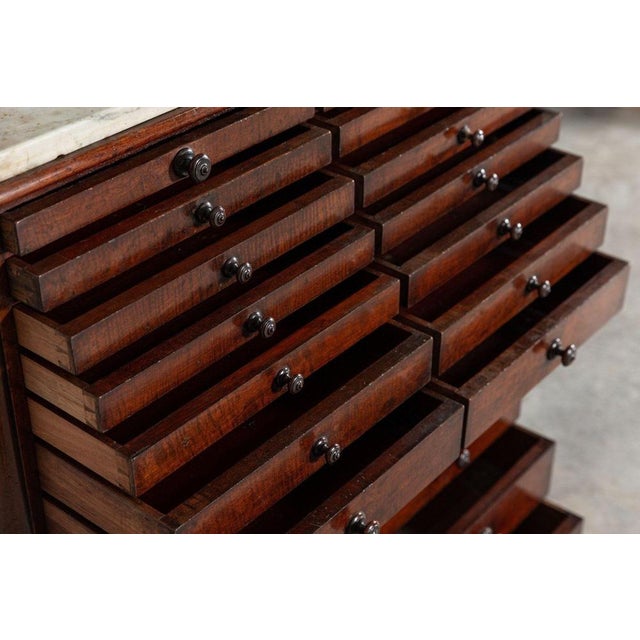 19th Century English Mahogany & Marble Top Collectors Cabinet, 1860s For Sale - Image 10 of 18