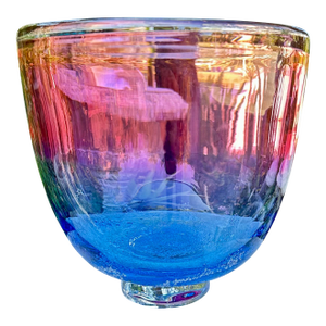 Buzz Blodgett Signed 95' Large Studio Art Glass Pedestal Bowl Vase