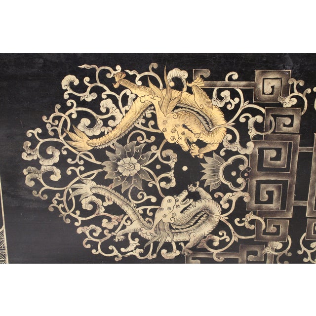 Chinese Black Lacquer and Gilt Decorated Trunk on Stand For Sale - Image 10 of 10