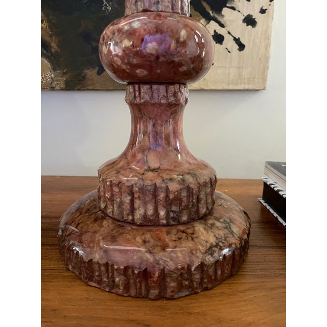 Italian 1970s Marble Column Lamps - a Pair For Sale - Image 3 of 12