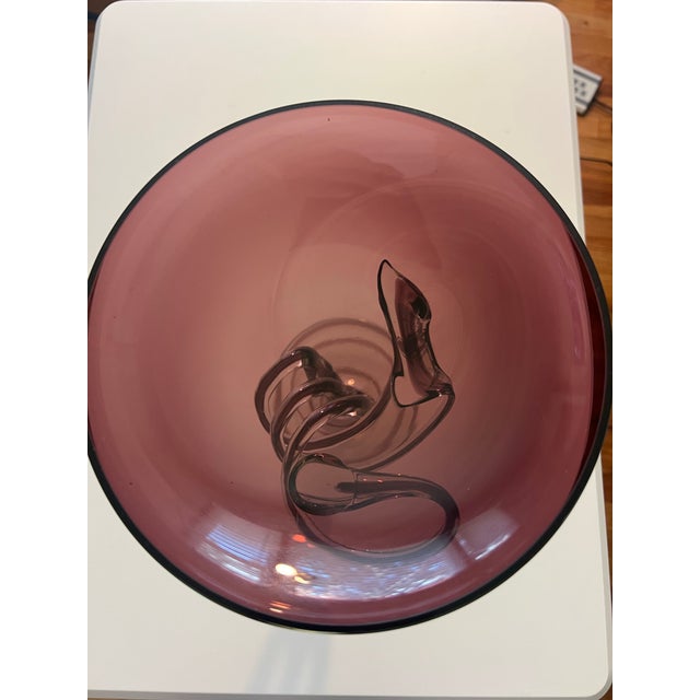 1980s Vintage Hand Blown Glass Italian Murano Style Candy Dish For Sale - Image 5 of 9
