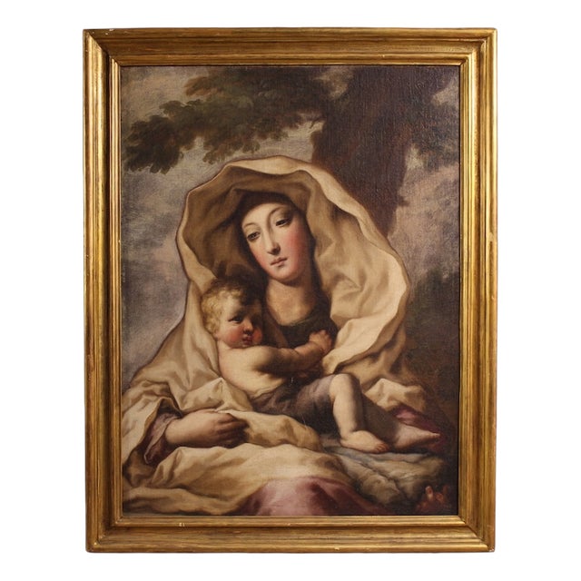 Italian Artist, Madonna with Child, 1680, Oil on Canvas For Sale