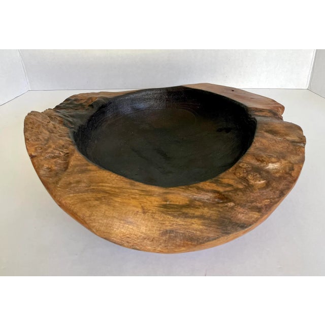 Brown Late 20th Century Hand-Carved Live Edge Rustic Wood Bowl For Sale - Image 8 of 8