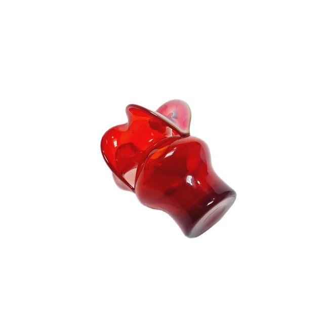 Red Vintage Vase by Czesław Zuber for Sudety Glassworks, Poland, 1970s For Sale - Image 8 of 11