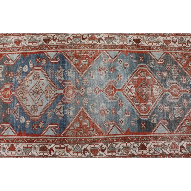 Early 20th Century Antique Persian Malayer Runner With Geometric Medallion Design For Sale - Image 9 of 13