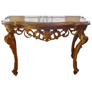 18th Century Venetian Louis XIV Style Gilt Wood Console With Marble Top
