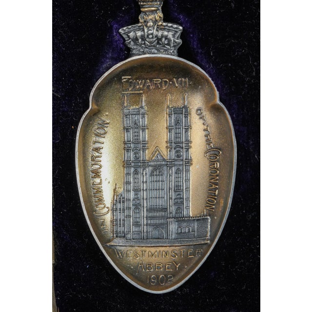 1900 - 1909 Wonderful Coronation 1902 King Edward VII Antique Sterling Silver Spoon and Leather Case British Royalty For Sale - Image 5 of 11